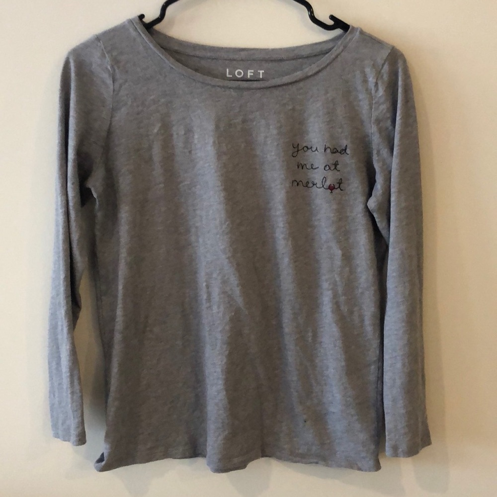 Grey loft long sleeve with wine embroidery